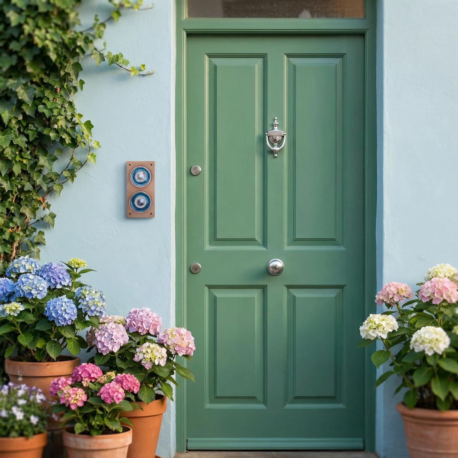 Handgefertigte Klingelplatte aus Keramik – Mit zwei Klingeln, ca 23 × 11,5 cm