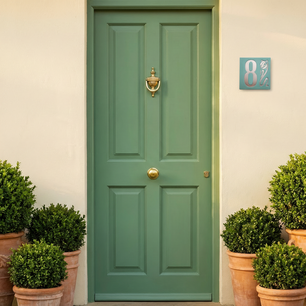 Handgemachte Hausnummer Tafel aus Keramik mit Tulpe – personalisierbar, wetterfest, Maße siehe Beschreibung*