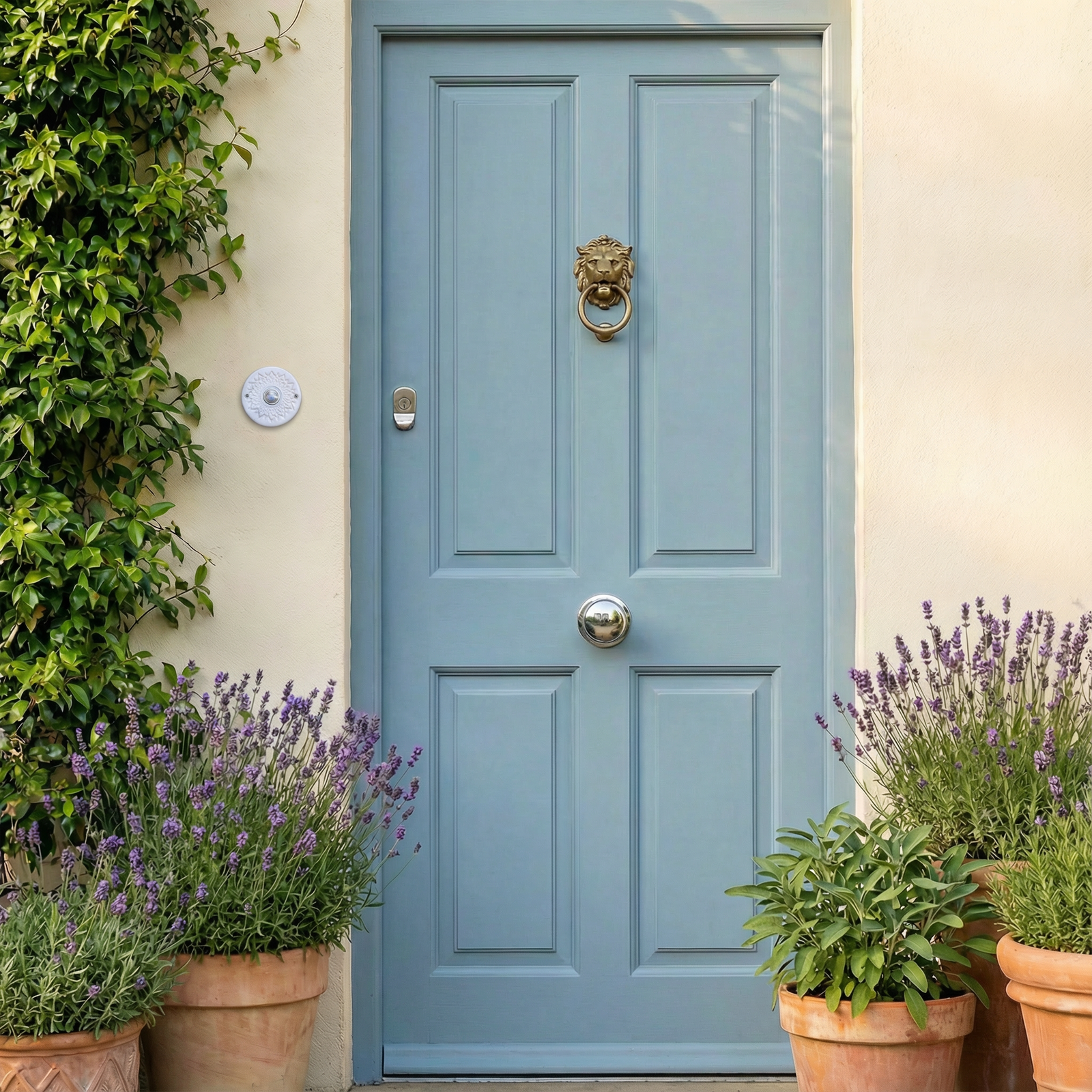 Handgefertigte Funkklingelplatte aus Keramik – Große kabellose Türklingel mit Glas – Ø ca. 16 cm – Wetterfest & Frostsicher