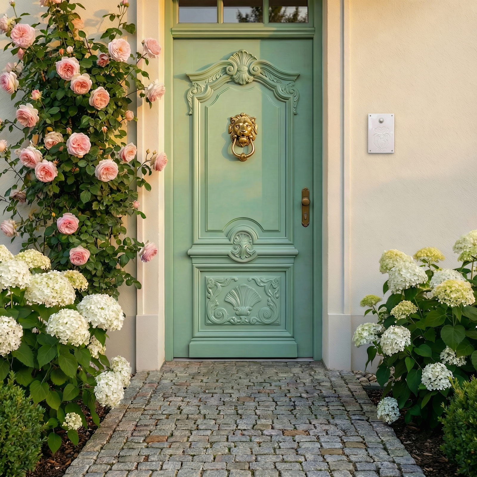 Handgefertigte Keramik-Klingelplatte mit Blumen-Mandala – 10 × 16 cm Maße? Siehe Beschreibung