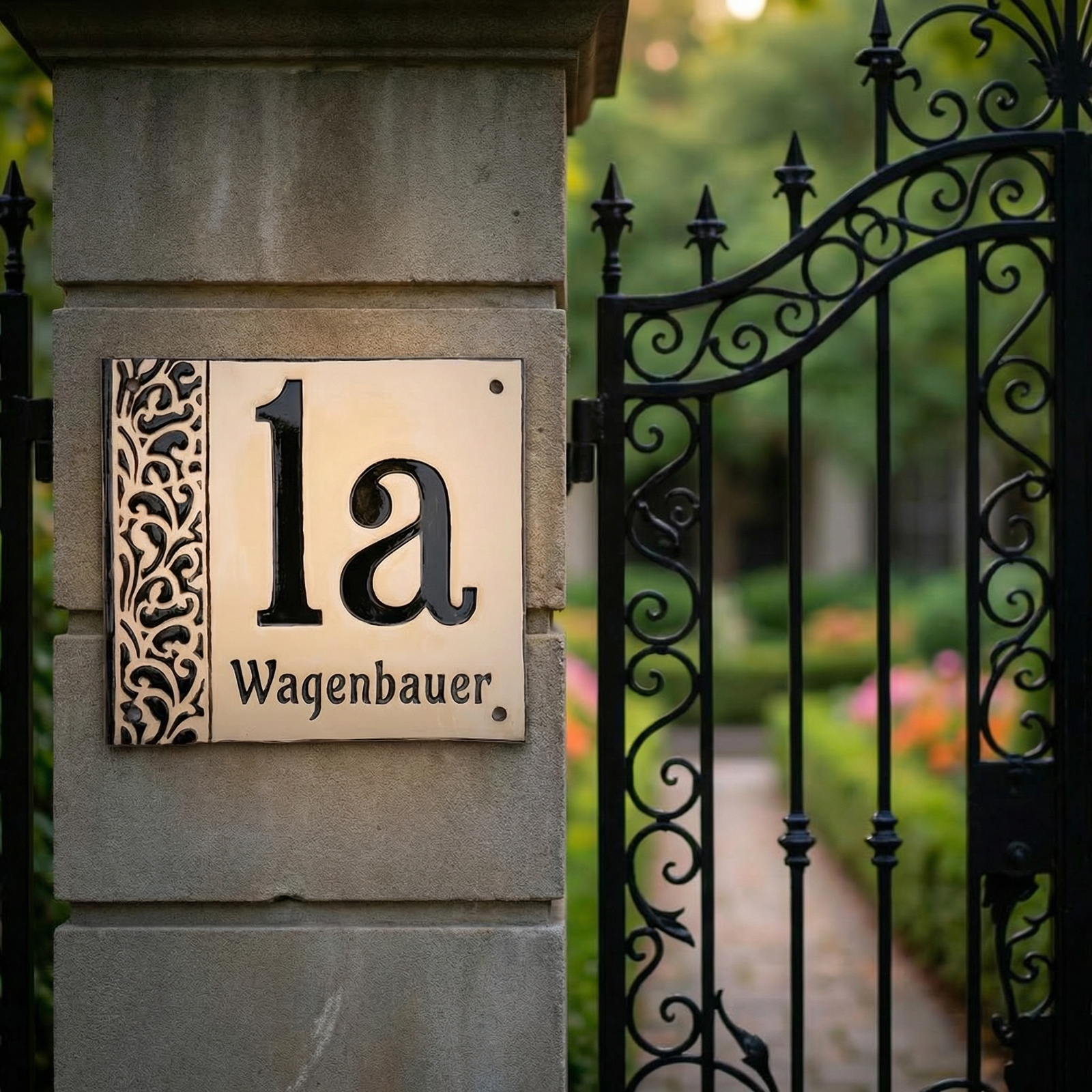 Handgefertigtes Hausnummernschild aus Keramik – Mit Straßennamen, individuell, Maße*siehe Beschreibung