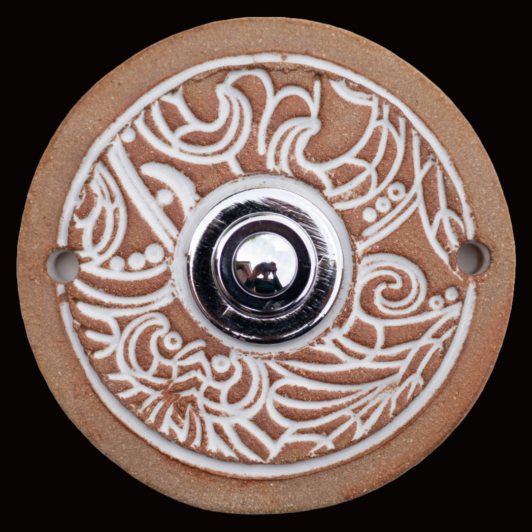 Handgefertigte Keramik-Klingelplatte , ca. 9–11 cm, Wetterfest und Frostbeständig Maße? Siehe Beschreibung