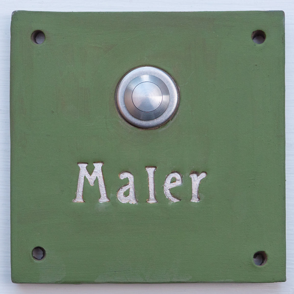 Türschild, Klingelschild aus Keramik, ca. 14 x14  cm+, matt grün