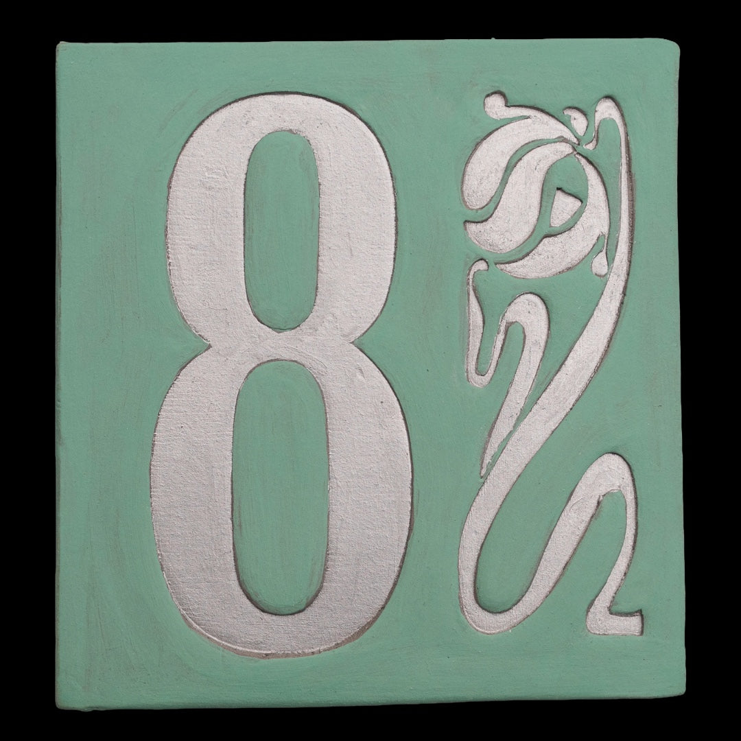 Handgemachte Hausnummer Tafel aus Keramik mit Tulpe – personalisierbar, wetterfest, Maße siehe Beschreibung*