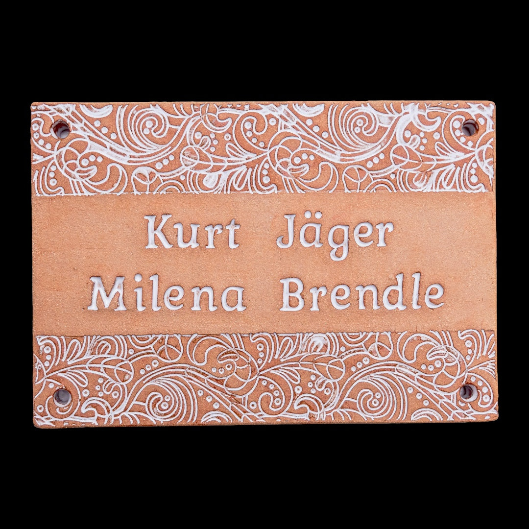 Handgefertigtes Türschild aus Keramik – Namensschild, Modell 0 E3, ca. 27 × 23 cm