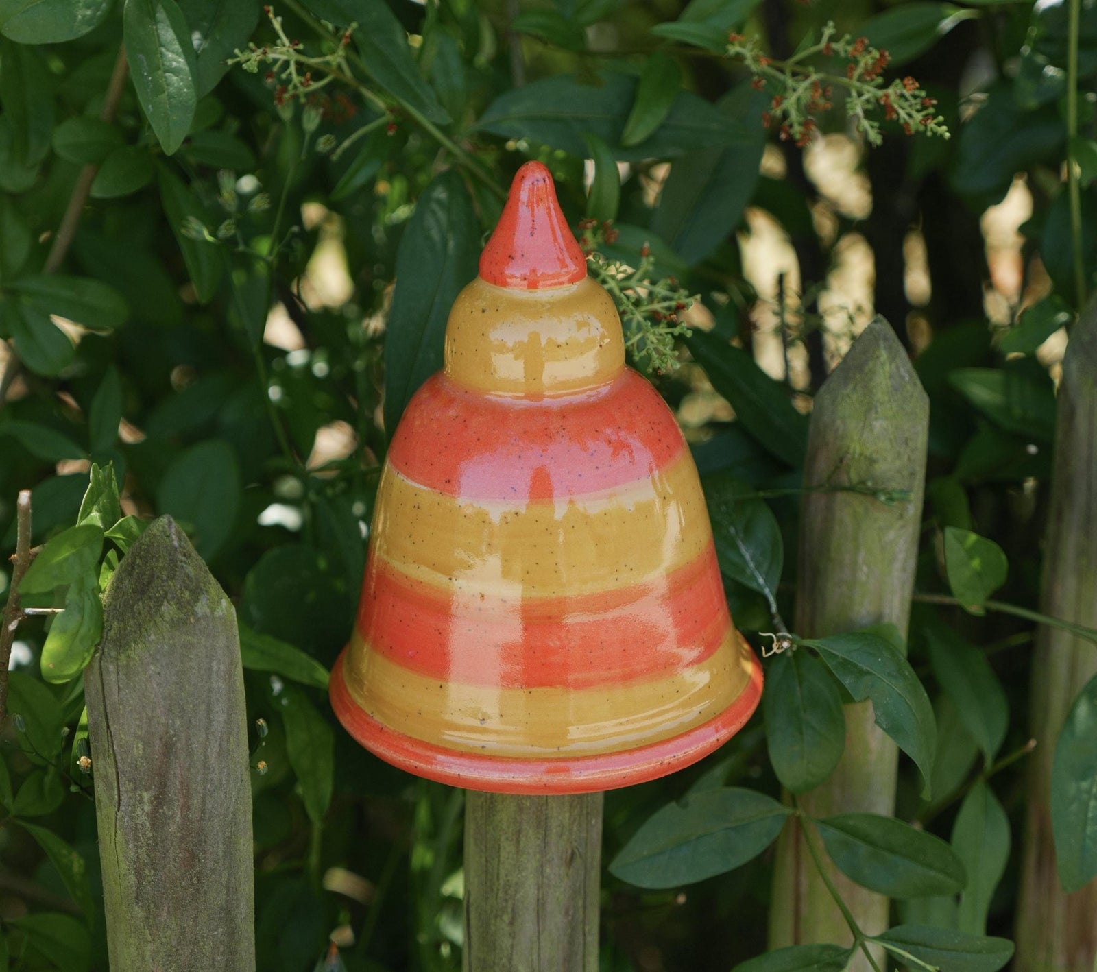 Beetstecker, Pfostenhocker h ca 12cm , Öffnung unten 5 - 6 cm, Orange - Keramikwerkstatt Johanna Brückner