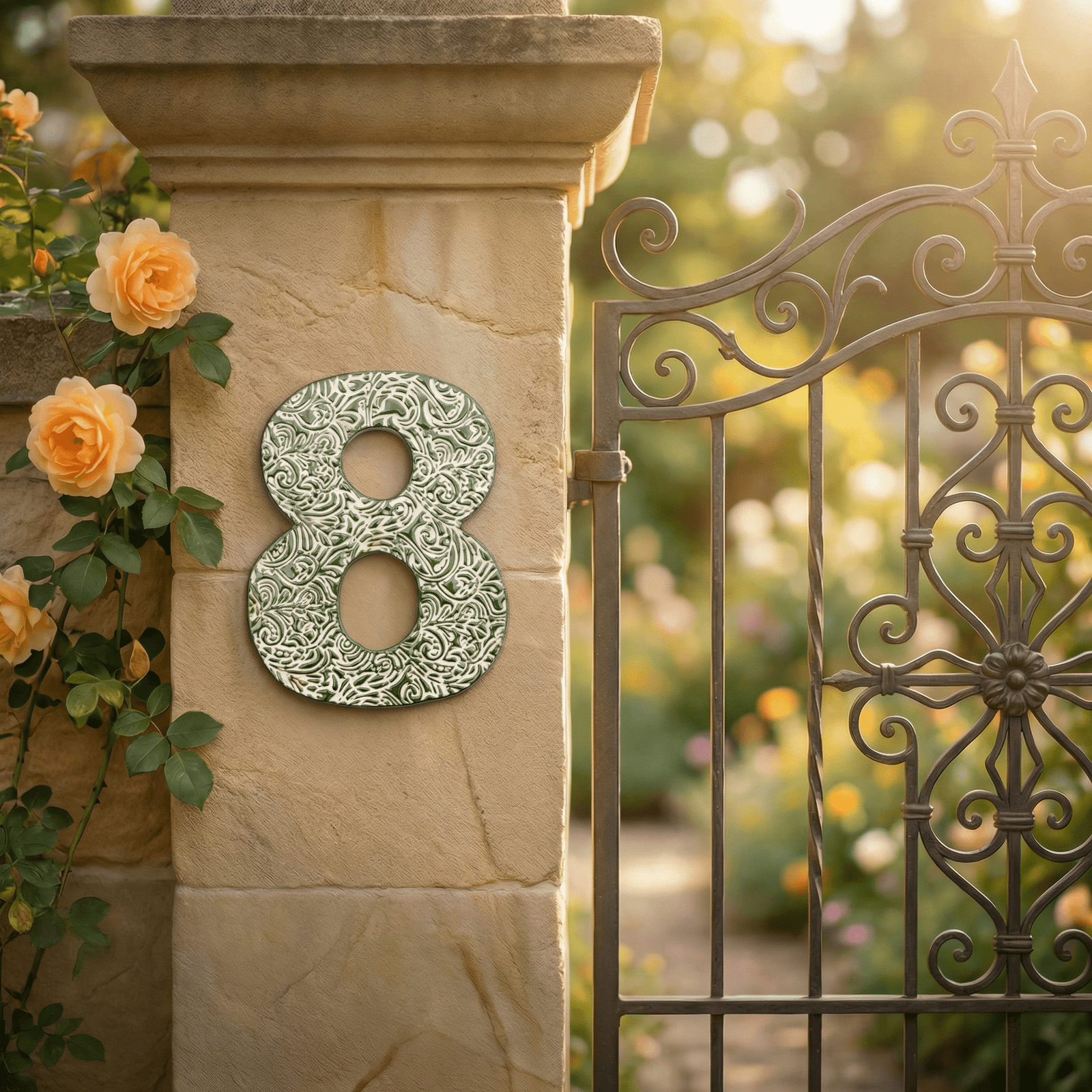 Bemalte Hausnummer 15 cm – frostfest & wetterbeständig