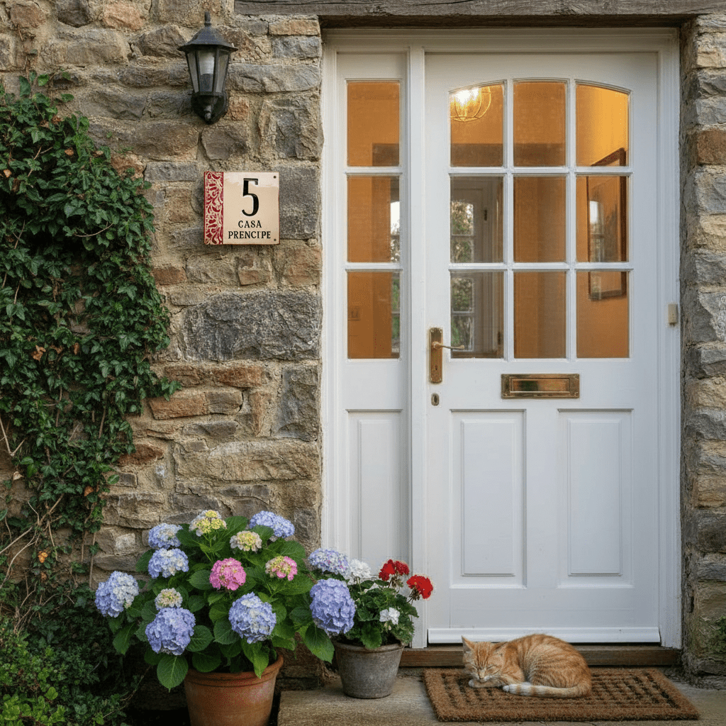 Charmante Keramik-Hausnummer Landhaus mit Straßenname, oder Familienname - Individuell und frostfest