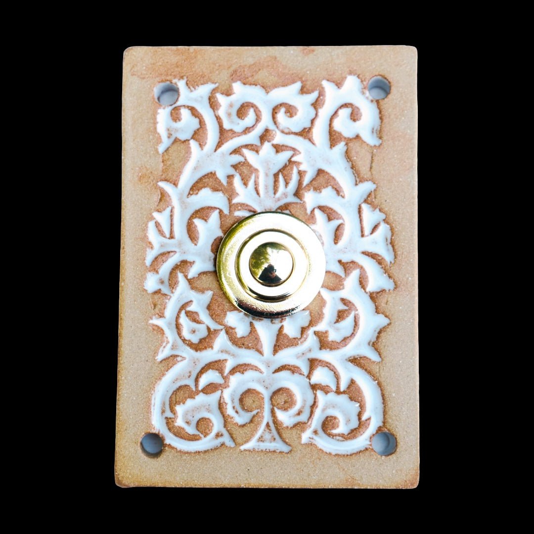 Handgefertigte Custom Keramik-Klingelplatte – Personalisiertes mit Ornament-Relief ca 8 x12 cm Maße? Siehe Beschreibung