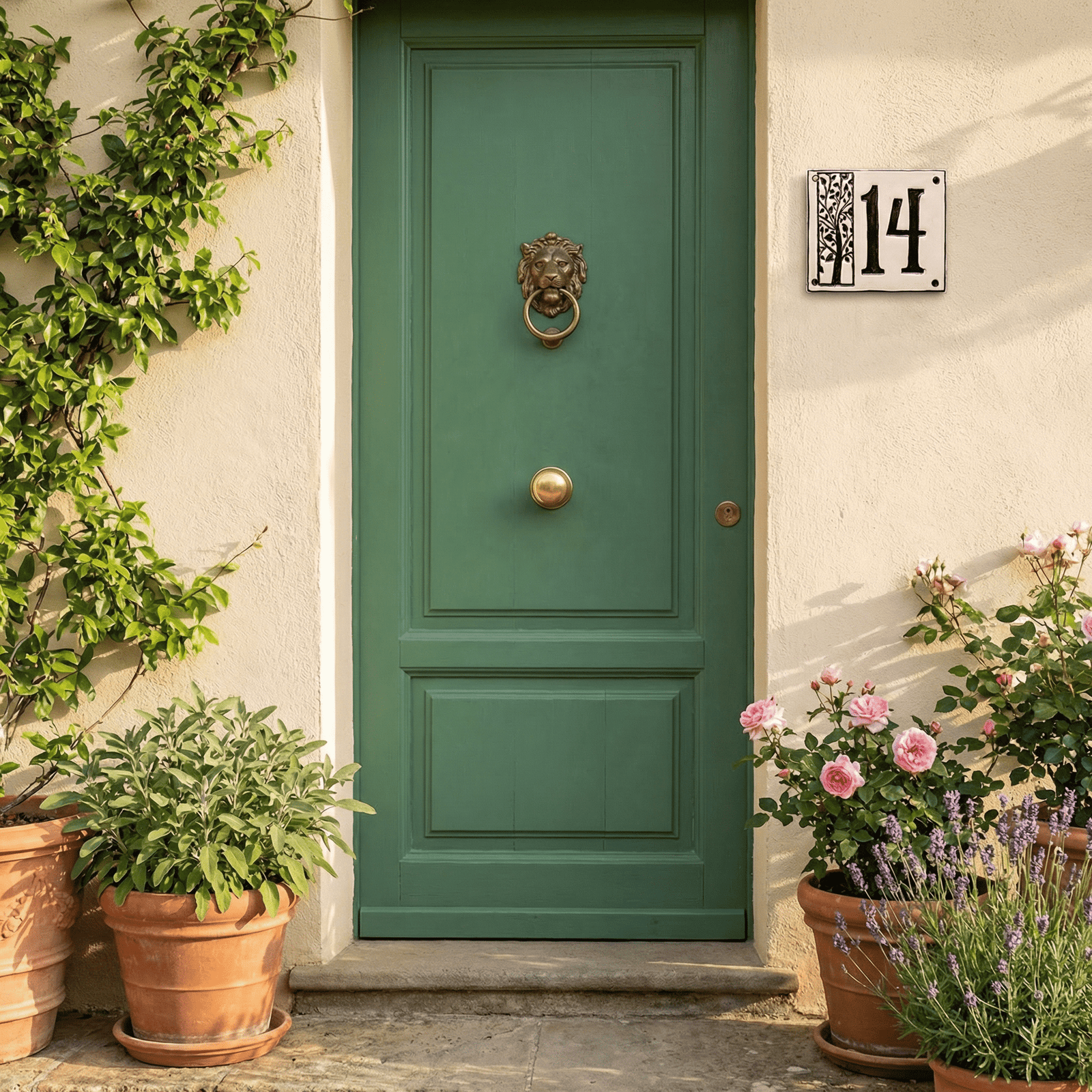 Handgefertigte Hausnummerntafel aus Keramik mit Baummotiv – Individuell & langlebig