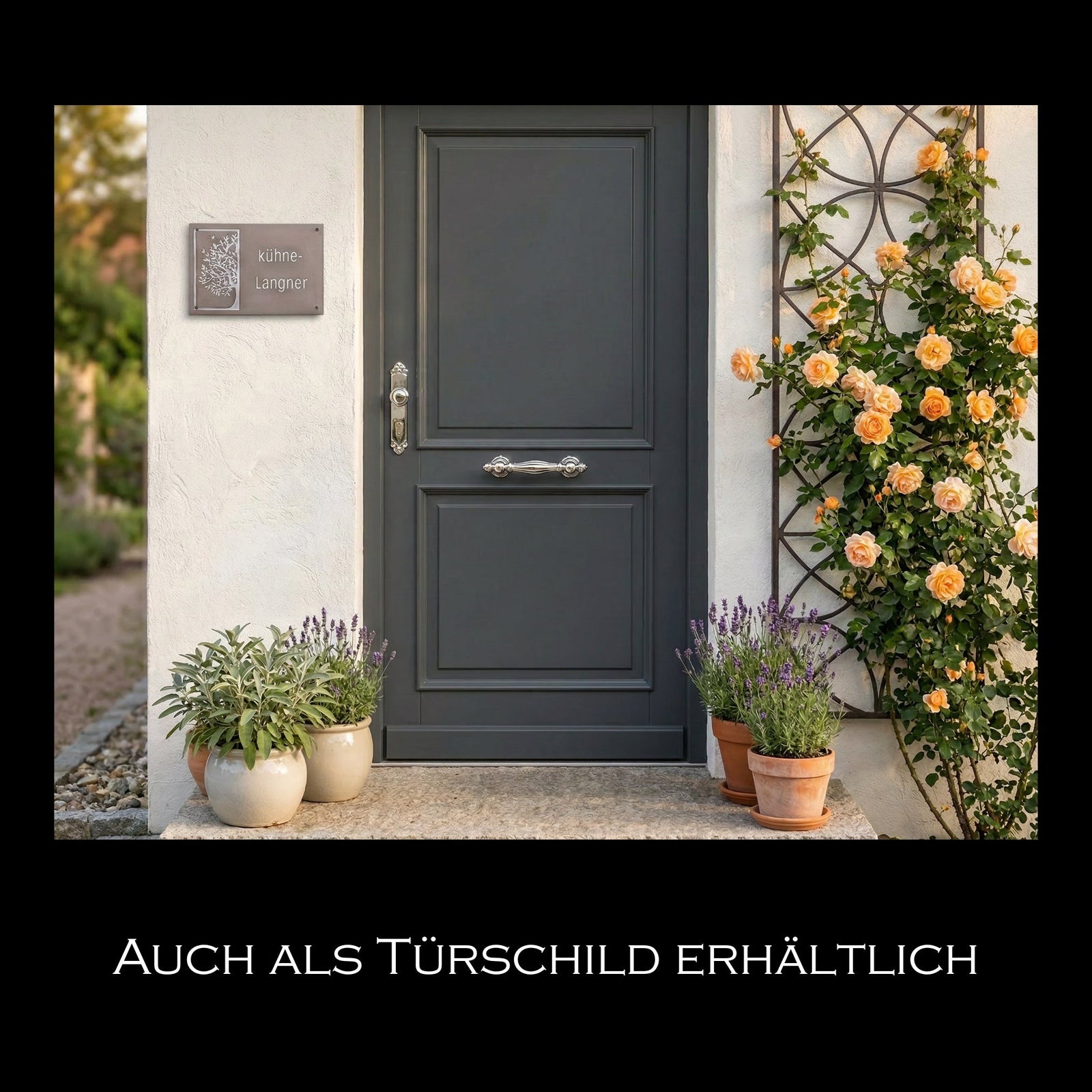 Handgefertigtes Hausnummernschild mit Baum – Mit Straßen, oder Familienname - Keramikwerkstatt Johanna Brückner