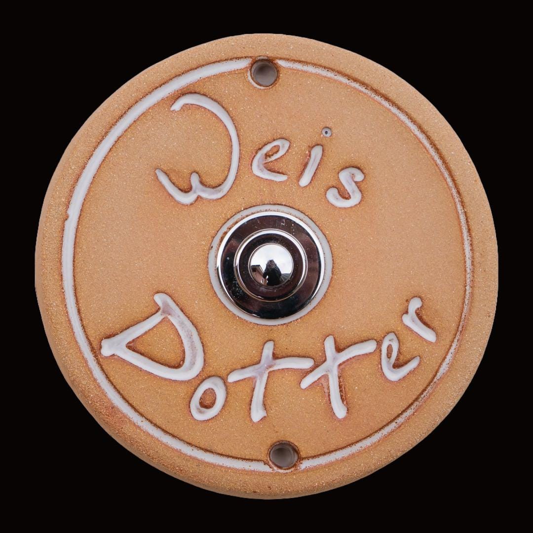 Handgefertigtes weißes Keramik-Klingelschild mit individueller Gravur,Beige/Weiß, ca 13 cm