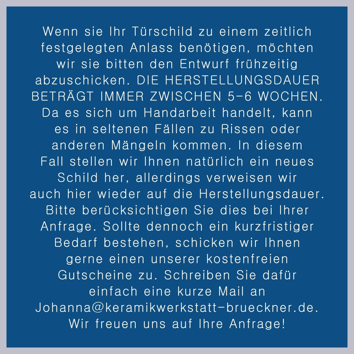 1 G3   Namensschild aus Keramik ca 19x28 cm