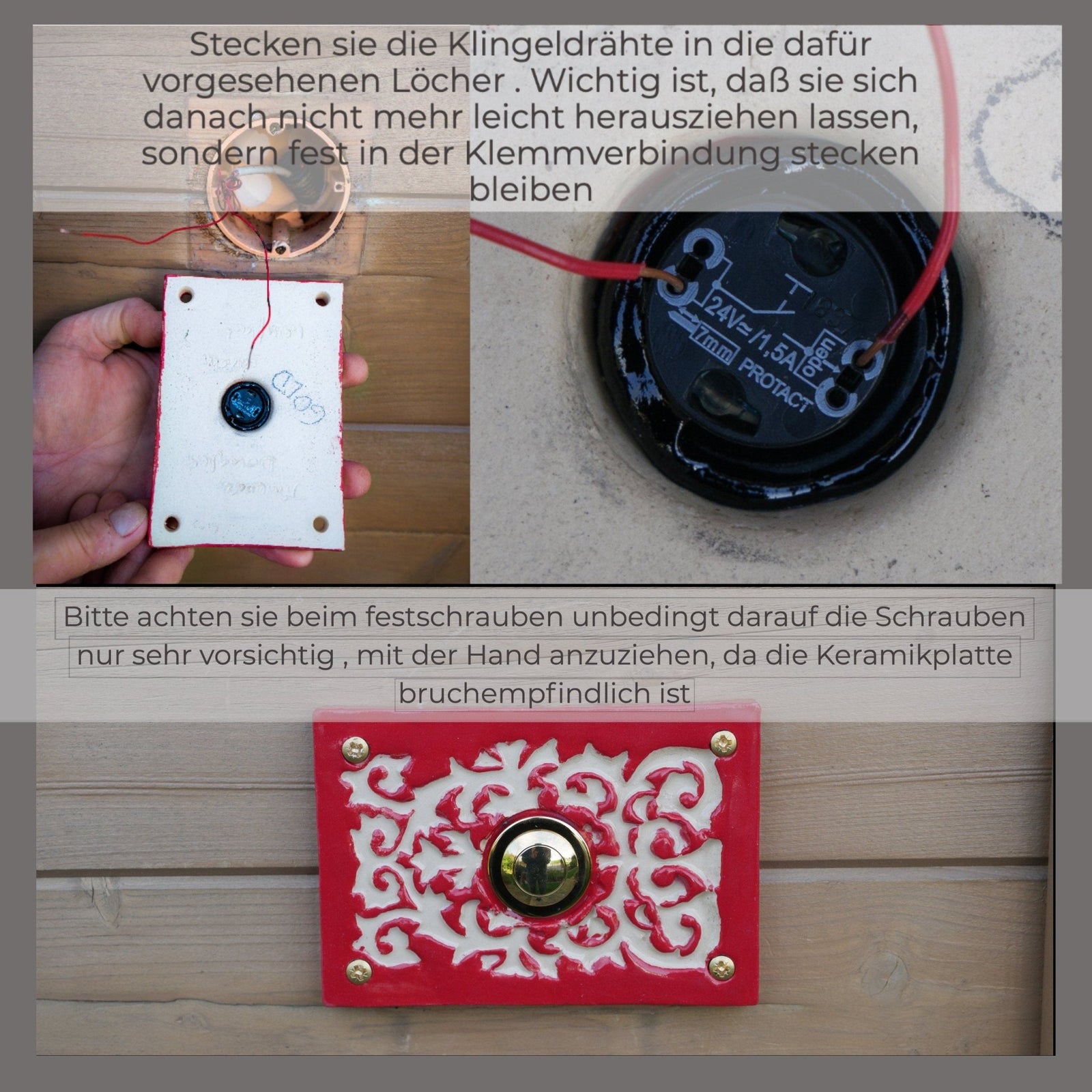 Klingelplatte, Klingelschild aus Keramik D (12x12cm cm -14x14 cm)