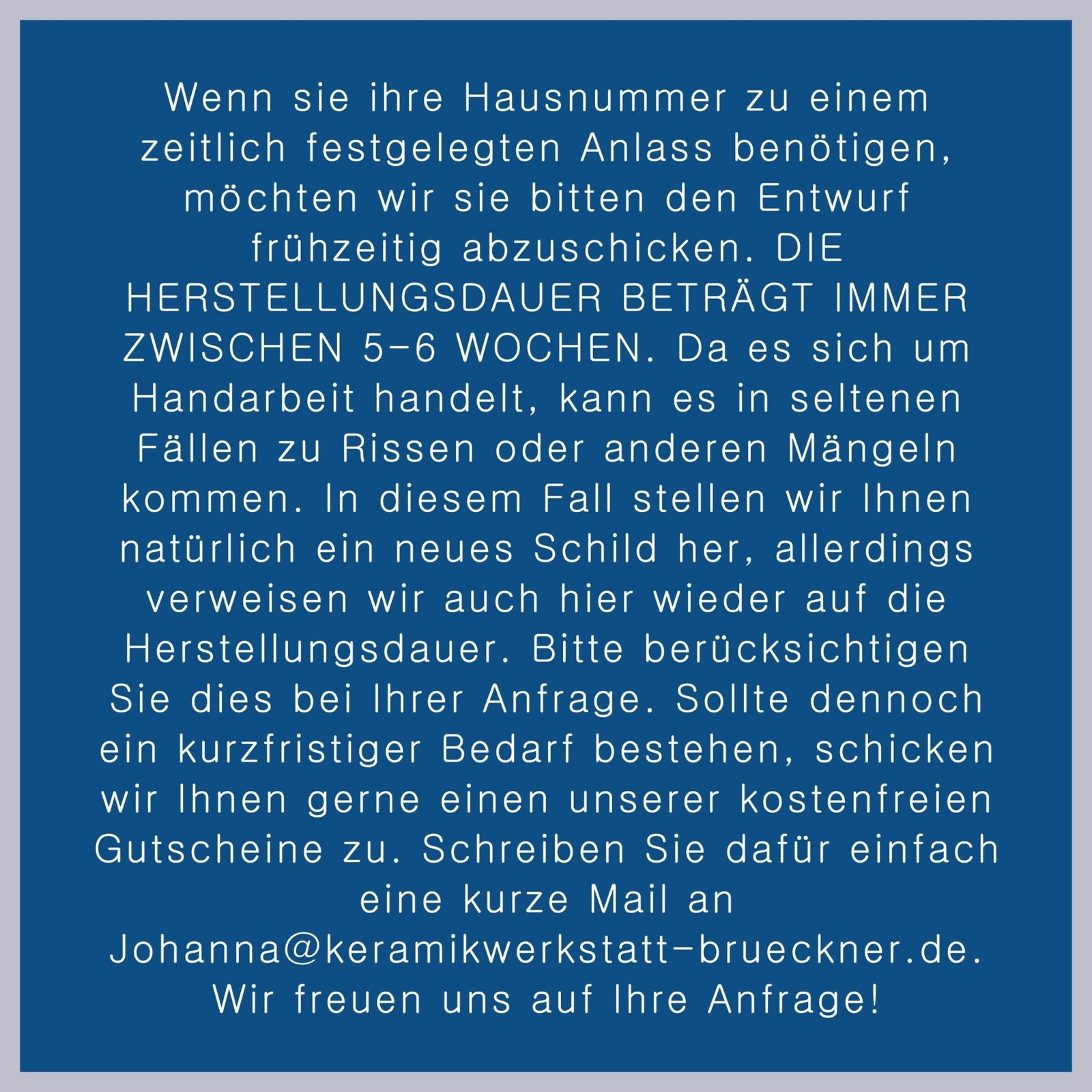 Hausnummer mit Straßennamen