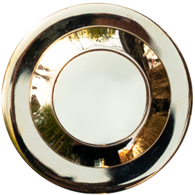 Runder Klingelknopf aus Metall in Gold-Optik klassisch und elegant