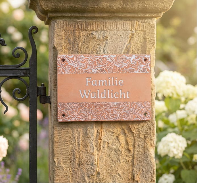 Handgefertigtes Türschild aus Keramik – Namensschild, , ca. 27 × 23 cm