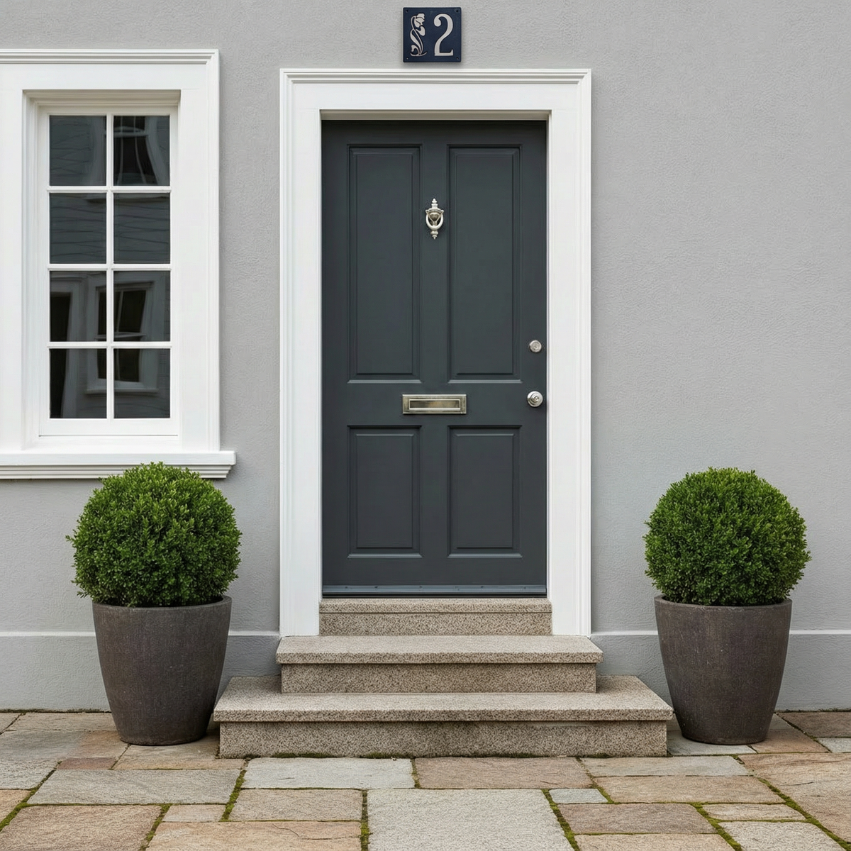 Handgefertigte Keramik-Hausnummer in Schwarz/Beige – Individuelle Hausnummerntafel für den Eingangsbereich , Maße siehe Beschreibung*