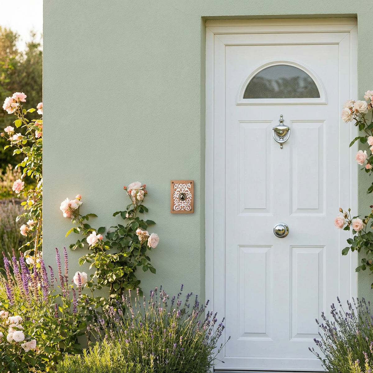 Handgefertigte Custom Keramik-Klingelplatte – Personalisiertes  mit Ornament-Relief ca 8 x12 cm  Maße? Siehe Beschreibung