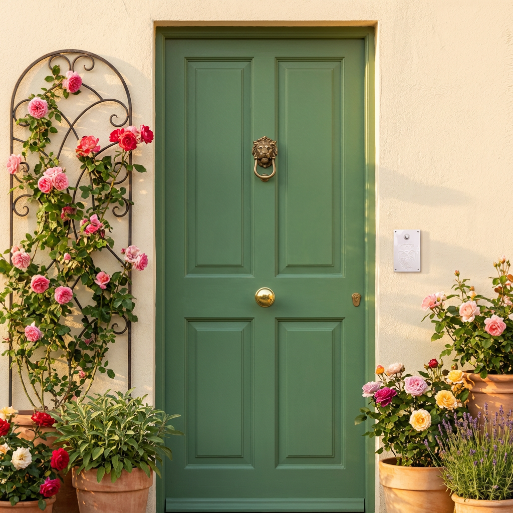 Handgefertigte Keramik-Klingelplatte mit Blumen-Mandala – 10 × 16 cm  Maße? Siehe Beschreibung
