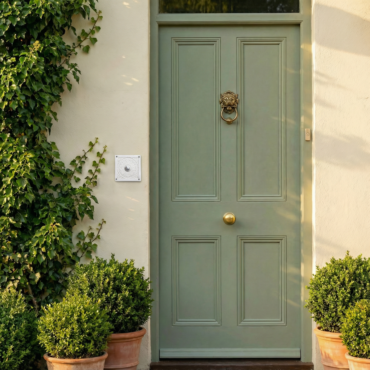 Robuste handgefertigte Keramik-Klingelplatte – ca 12×12 cm   Maße? Siehe Beschreibung