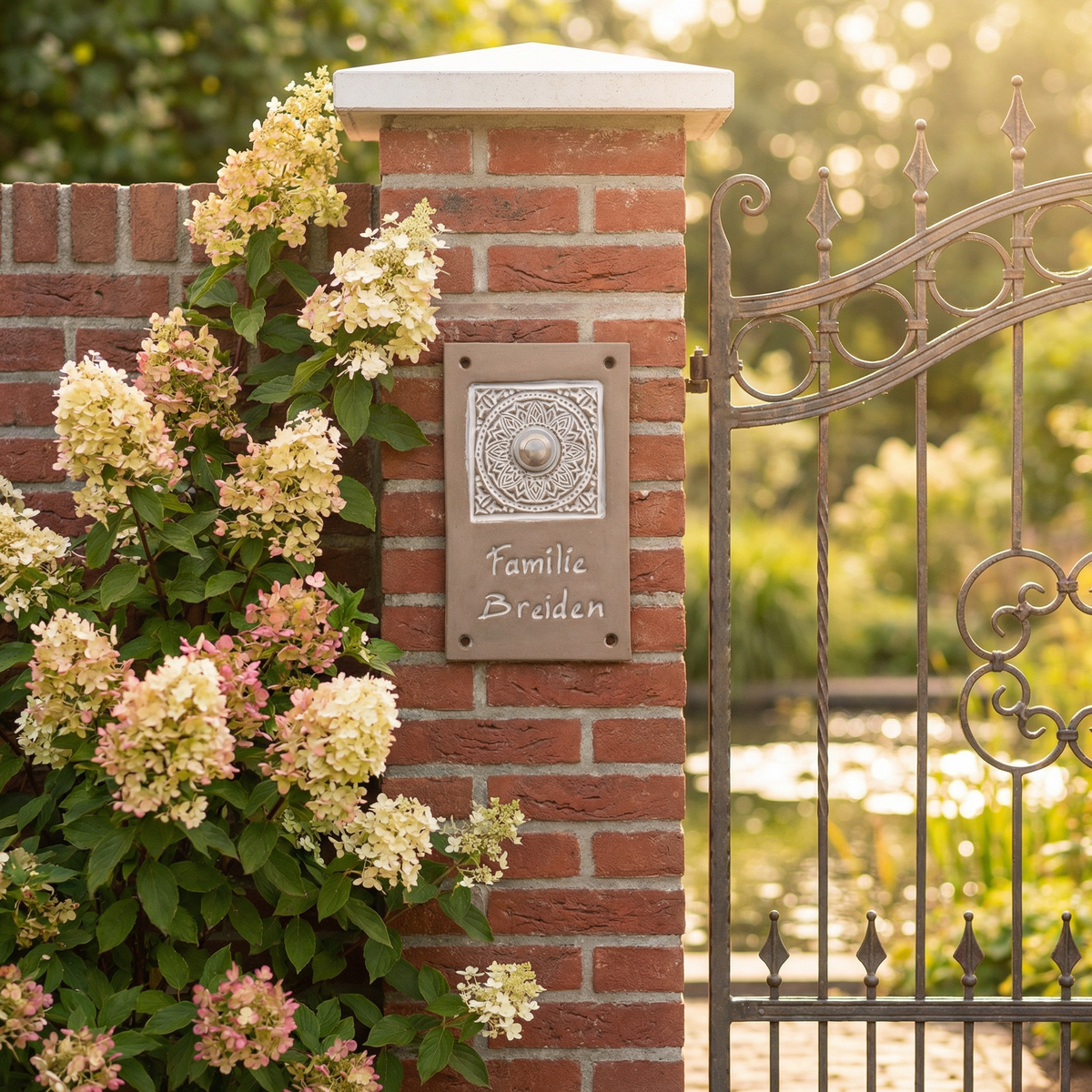 Handgemachtes Türschild aus Keramik mit Klingel – personalisiertes Namensschild ca. 25×15 cm, wetterfest
