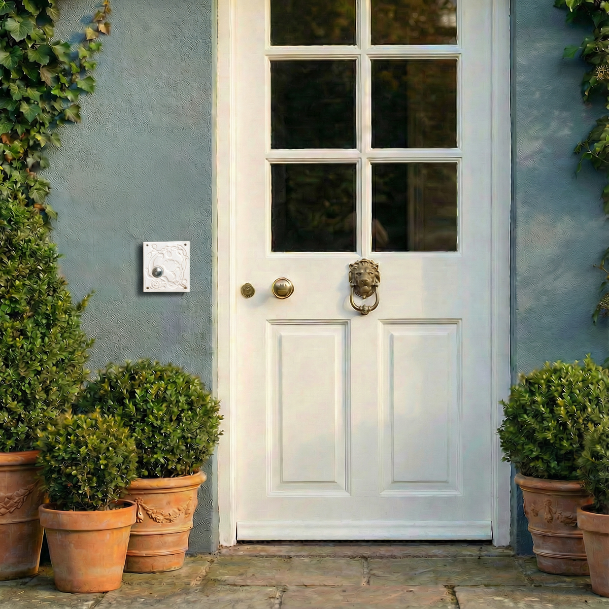 Handgefertigte türkise Keramik-Klingelplatte – quadratisches Klingelschild ca. 13x14cm  Maße? Siehe Beschreibung