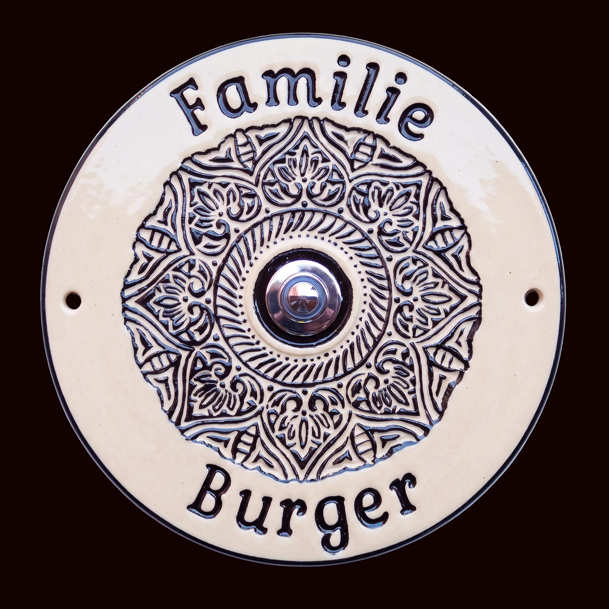 Handgefertigtes Keramik-Türschild  mit Mandala Dekor– Mit oder ohne Klingel/4 Farben (22cm) (Kopie)