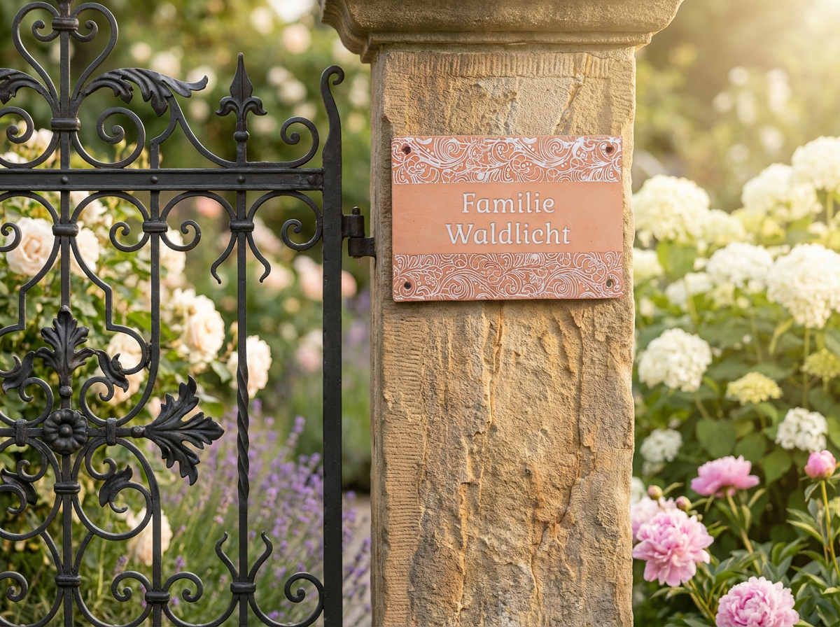 Handgefertigtes Türschild aus Keramik – Namensschild, , ca. 27 × 23 cm