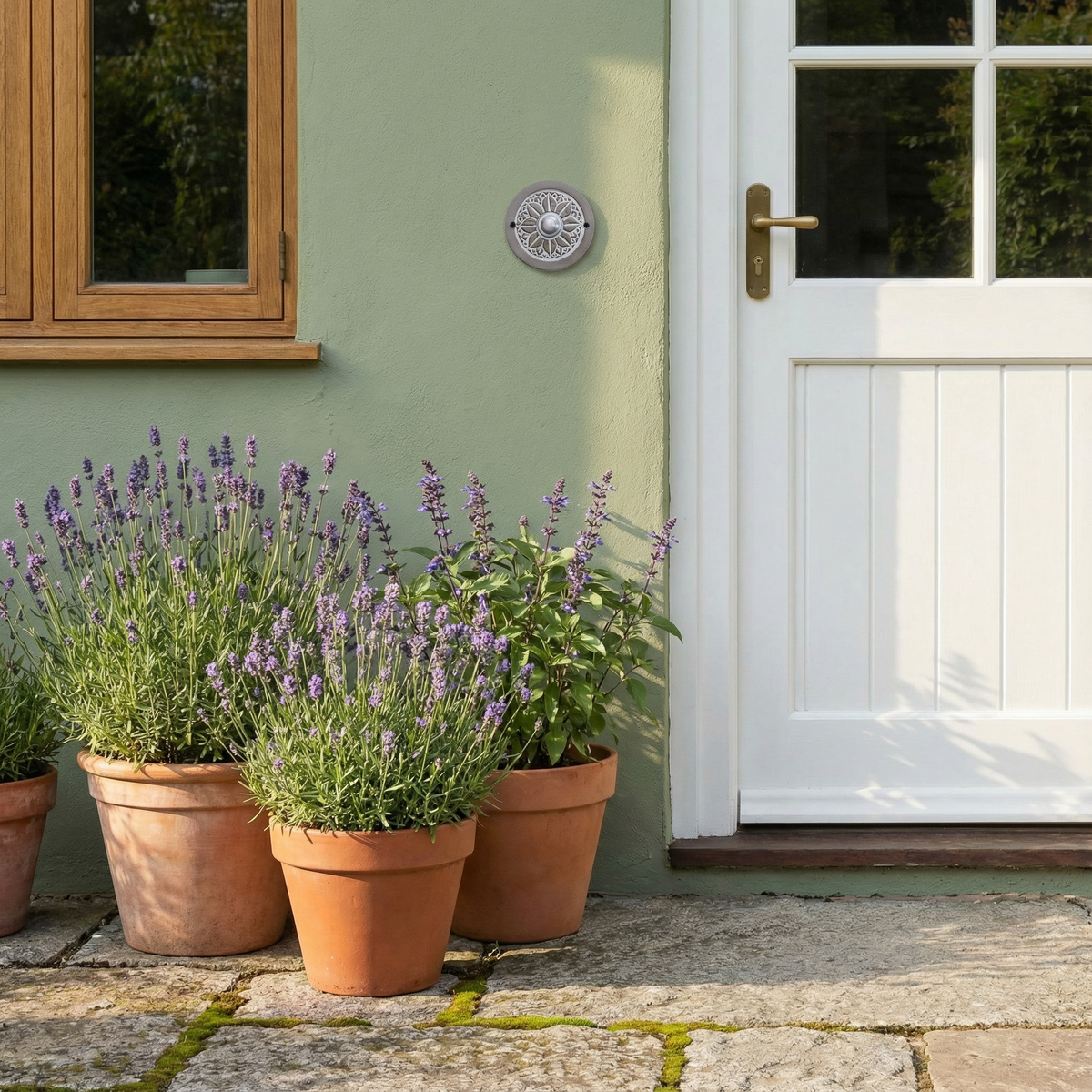 Handgefertigte Keramik-Klingelplatte – Türkis, ca. 11–12 cm, wetter- &amp; frostfest  Maße? Siehe Beschreibung