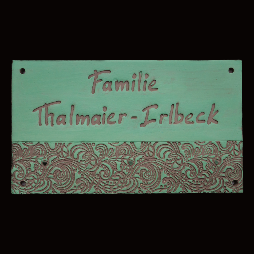 Handgefertigtes Türschild aus Keramik – Personalisiertes Namensschild, ca. 20 × 13 cm