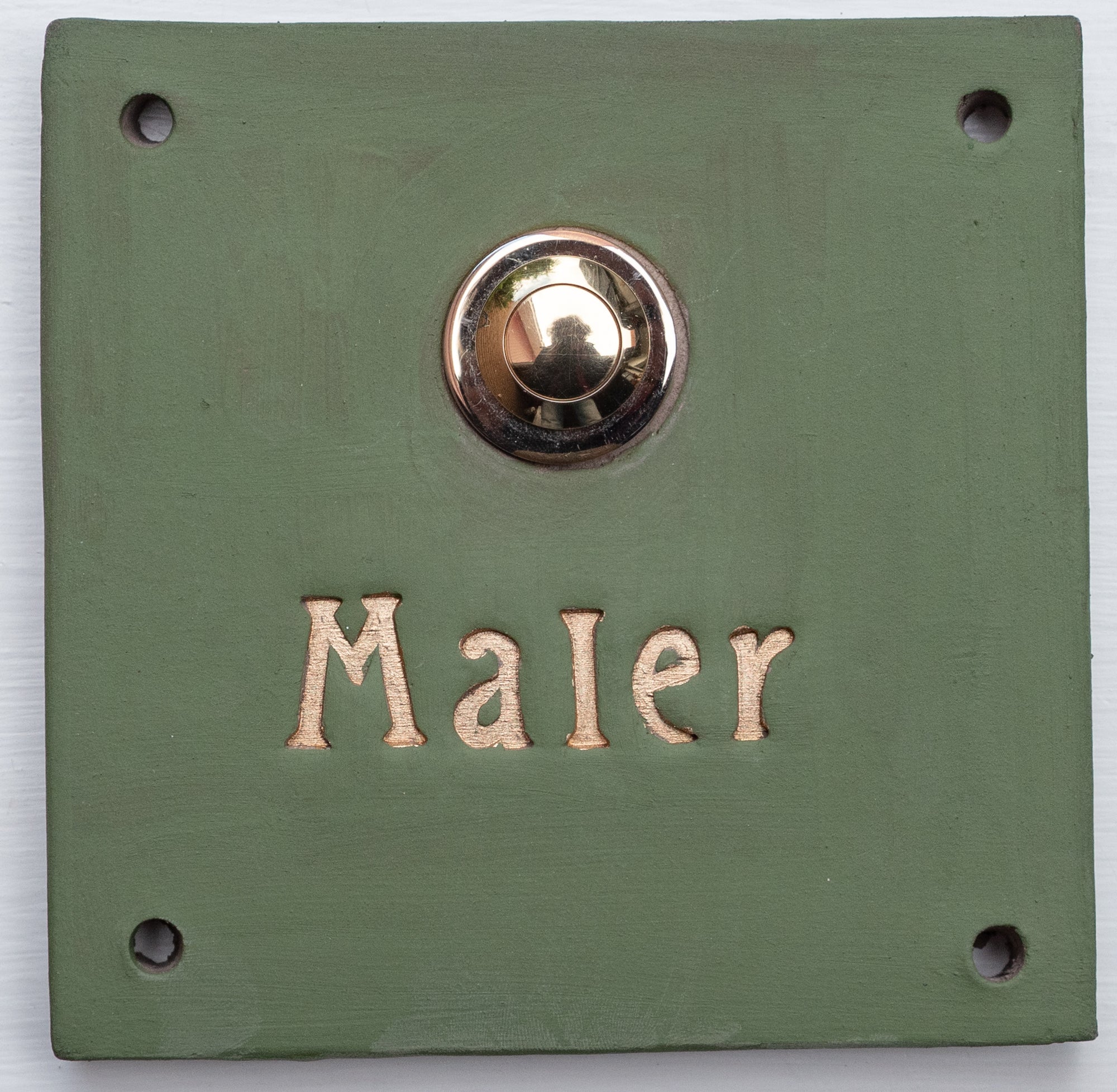 Türschild, Klingelschild aus Keramik, ca. 14 x14  cm+, matt grün