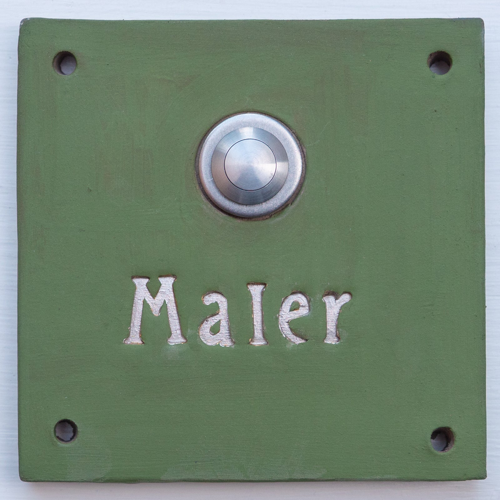 Türschild, Klingelschild aus Keramik, ca. 14 x14  cm+, matt grün
