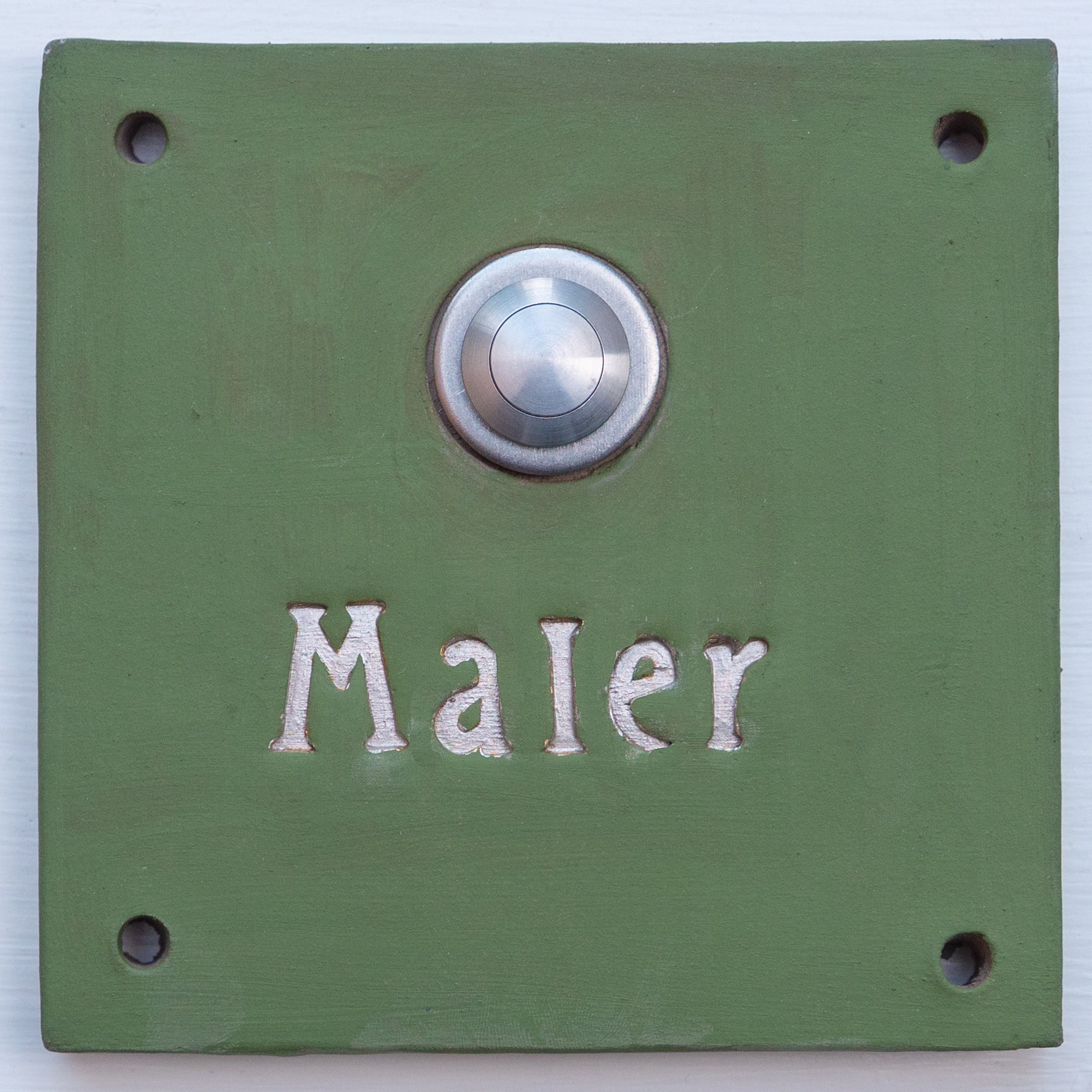 Türschild, Klingelschild aus Keramik, ca. 14 x14  cm+, matt grün