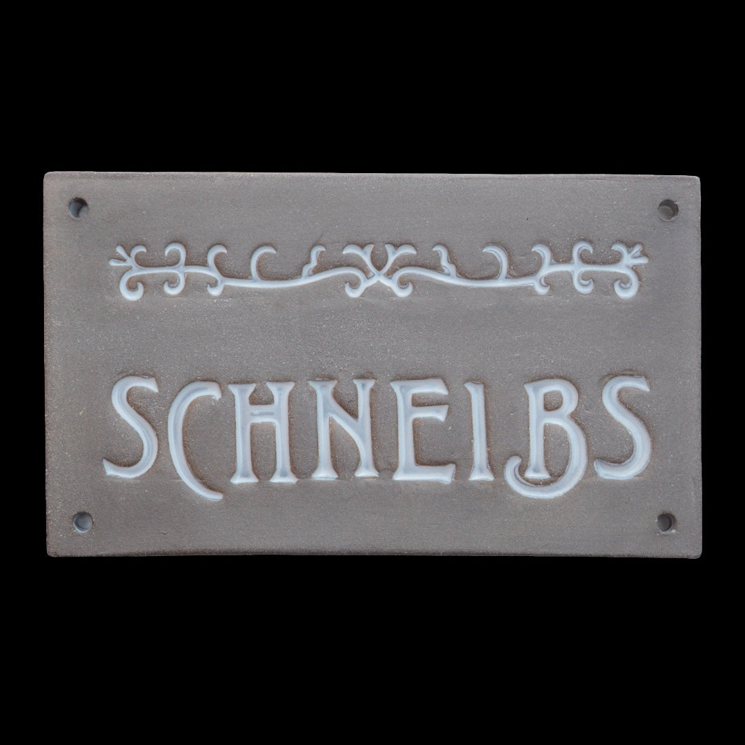 Handgefertigtes Türschild / Namensschild aus Keramik – , ca. 16 × 10 cm