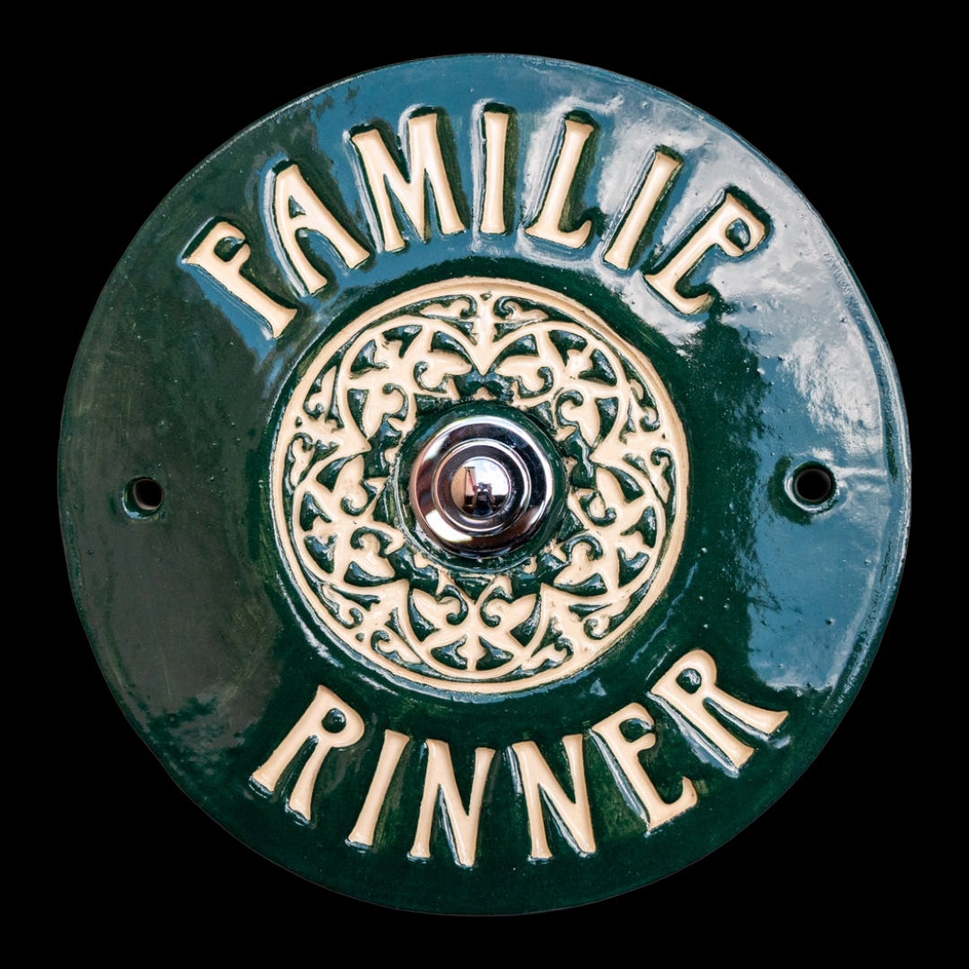 Handgemachte Klingelplatte aus Keramik – personalisiertes Klingelschild ca. 18 cm, wetterfest