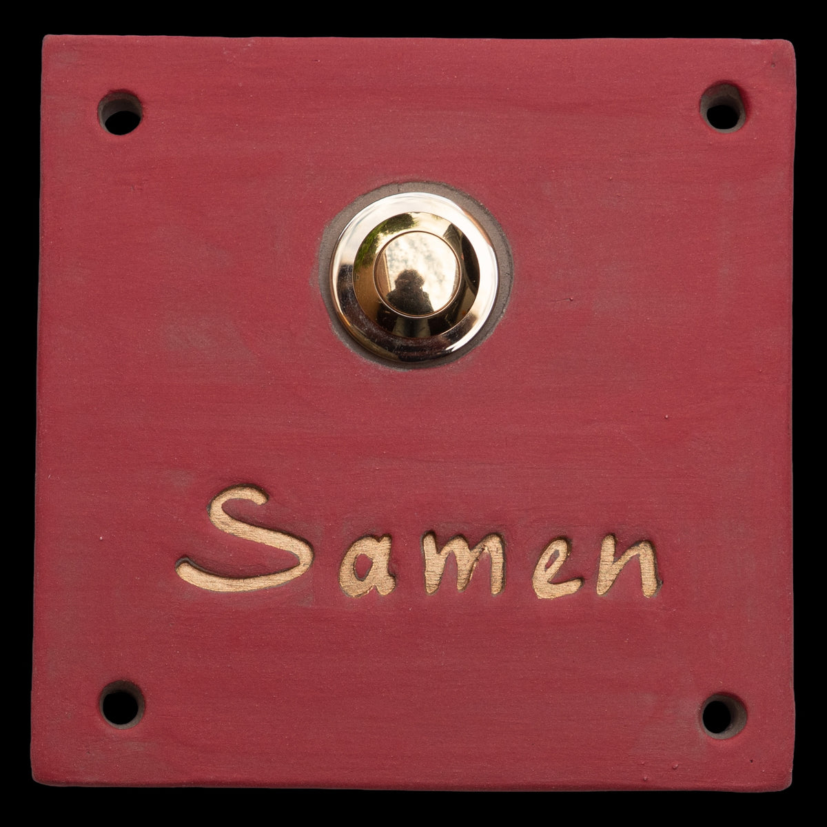 Handgefertigtes Türschild / Klingelschild aus Keramik – ca. 14 × 14 cm,matt rot