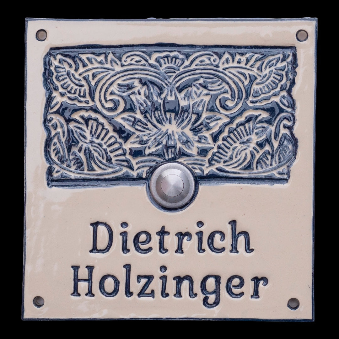 Handgefertigtes Türschild aus Keramik –  ca. 20 × 19 cm, mit oder ohne Klingel