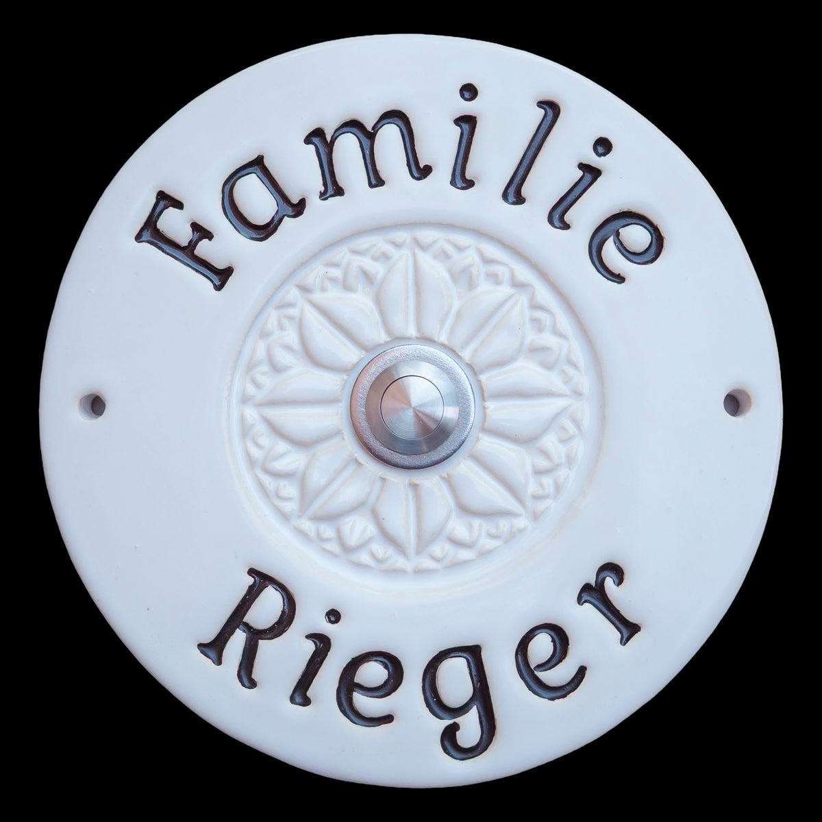 Handgemachte Klingelplatte aus Keramik – personalisiertes Klingelschild ca. 18 cm, wetterfest