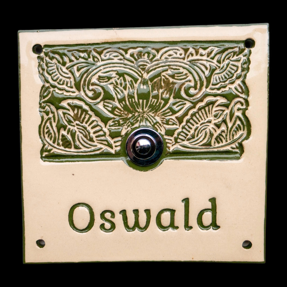 Handgefertigtes Keramik-Türschild mit Baum – Namensschild (ca. 20×24 cm)