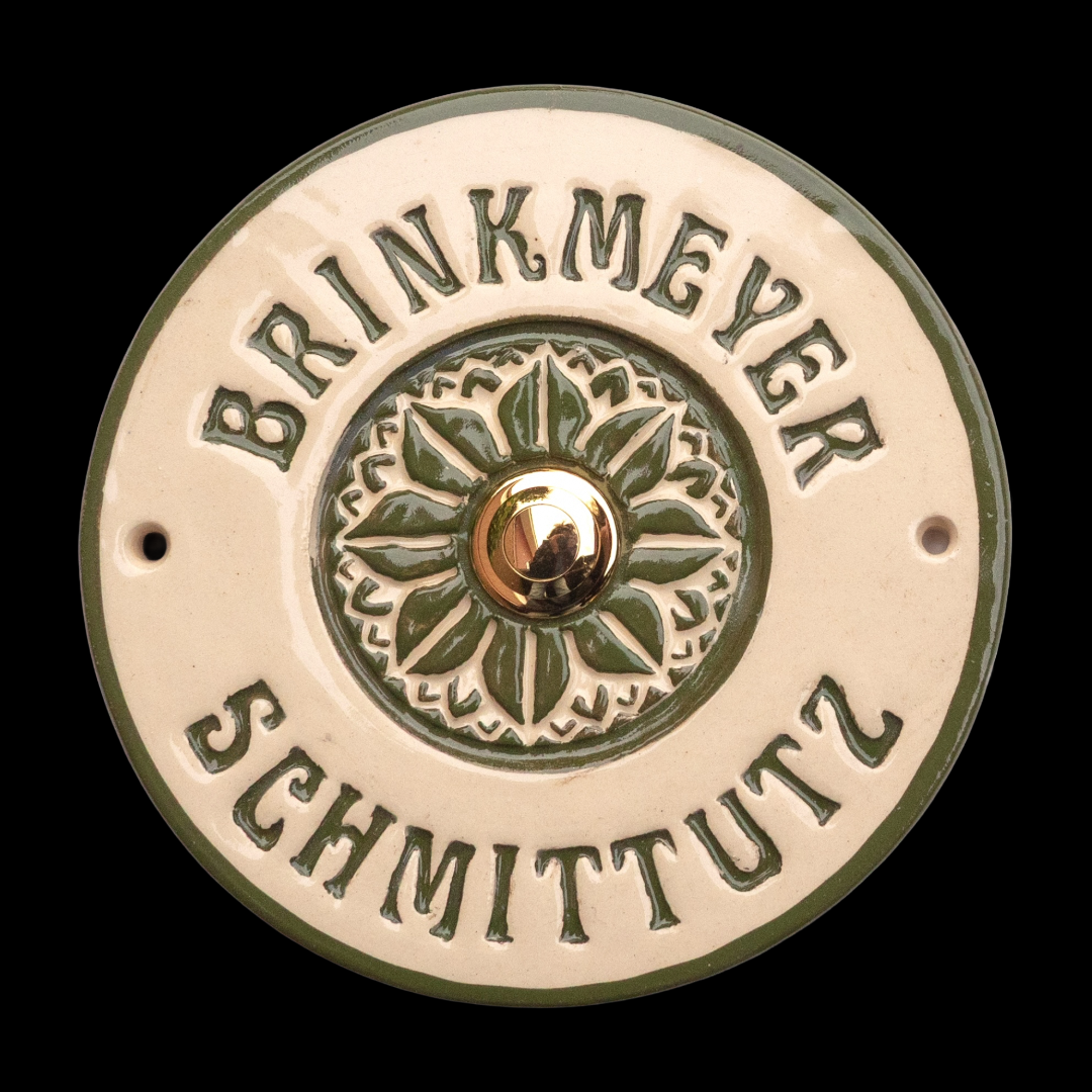 Handgemachte Klingelplatte aus Keramik – personalisiertes Klingelschild ca. 18 cm, wetterfest