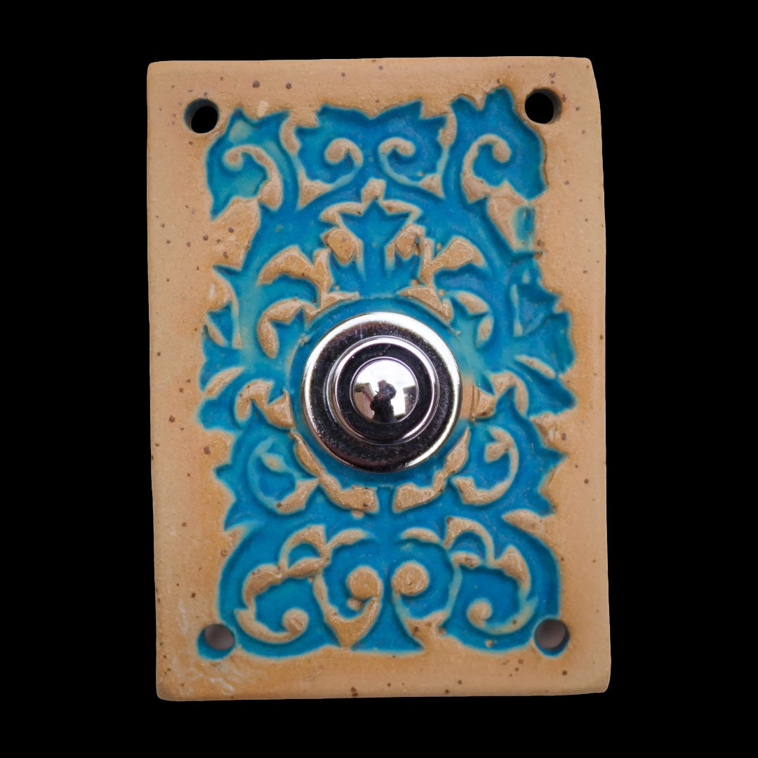 Handgefertigte Custom Keramik-Klingelplatte – Personalisiertes  mit Ornament-Relief ca 8 x12 cm  Maße? Siehe Beschreibung