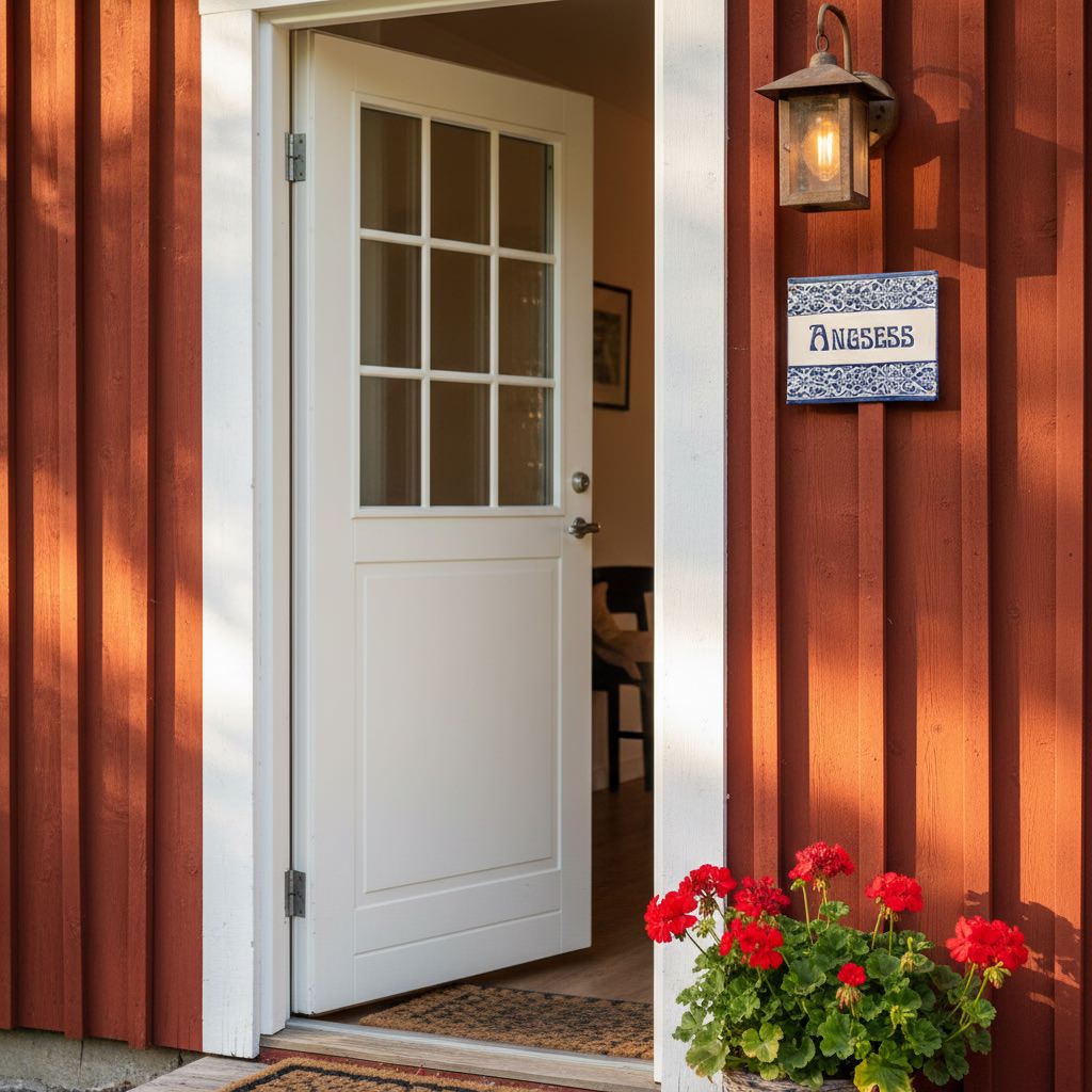 Auffallendes Türschild aus Keramik mit zwei Muster Borten und individuellem Namenszug