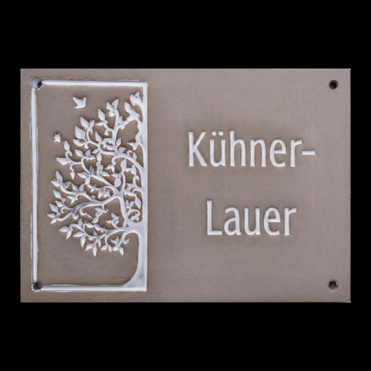 Baum,Lebensbaum Türschild,Stilvolles Namensschild aus Keramik mit Klingel, ca. 20 cm x 25 cm+ - Keramikwerkstatt Johanna Brückner