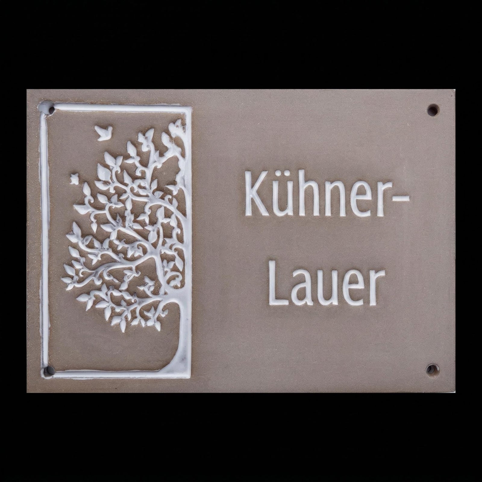 Baum,Lebensbaum Türschild,Stilvolles Namensschild aus Keramik mit Klingel, ca. 20 cm x 25 cm+ - Keramikwerkstatt Johanna Brückner