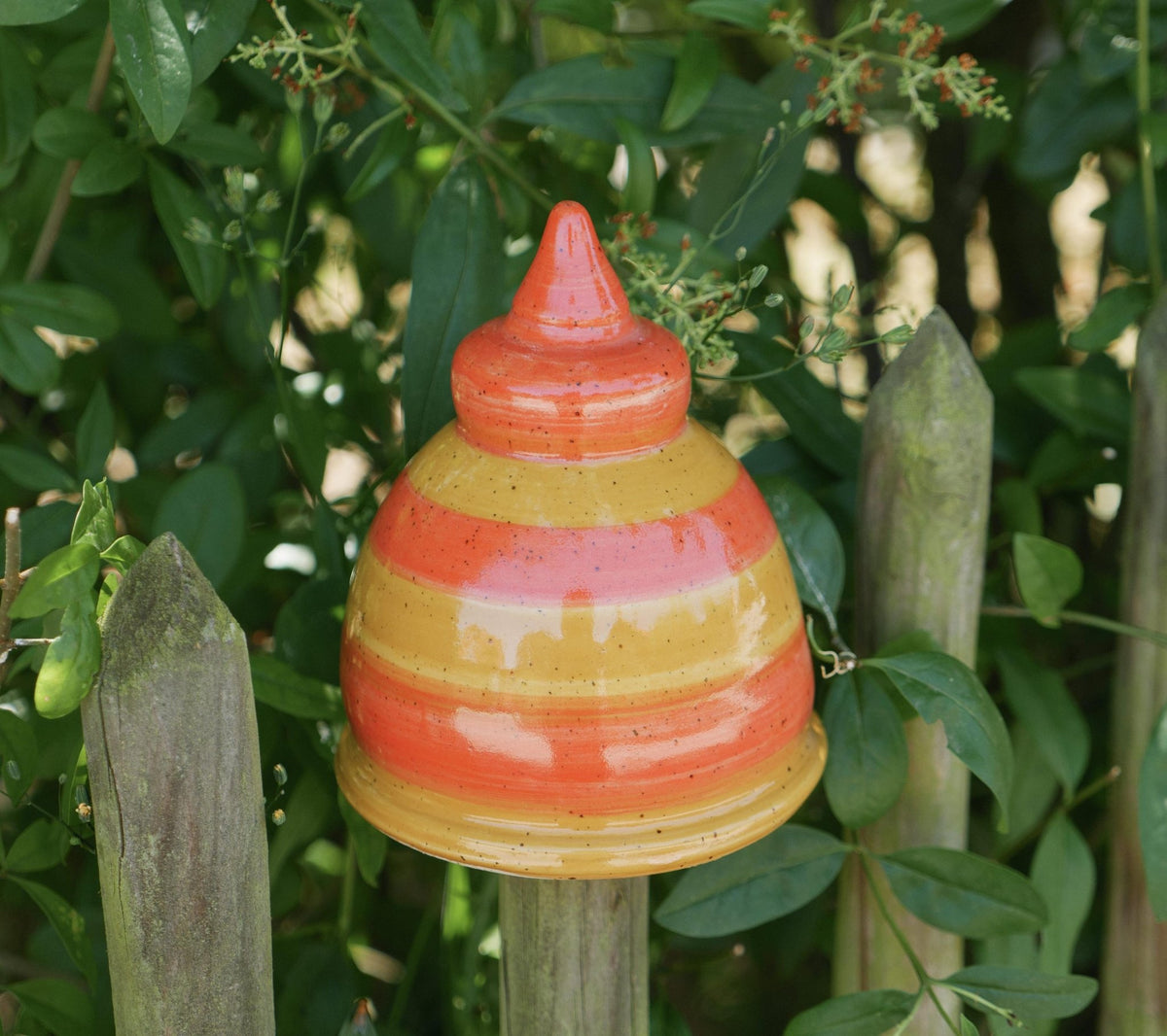 Beetstecker, Pfostenhocker h ca 12cm , Öffnung unten 5 - 6 cm, Orange - Keramikwerkstatt Johanna Brückner