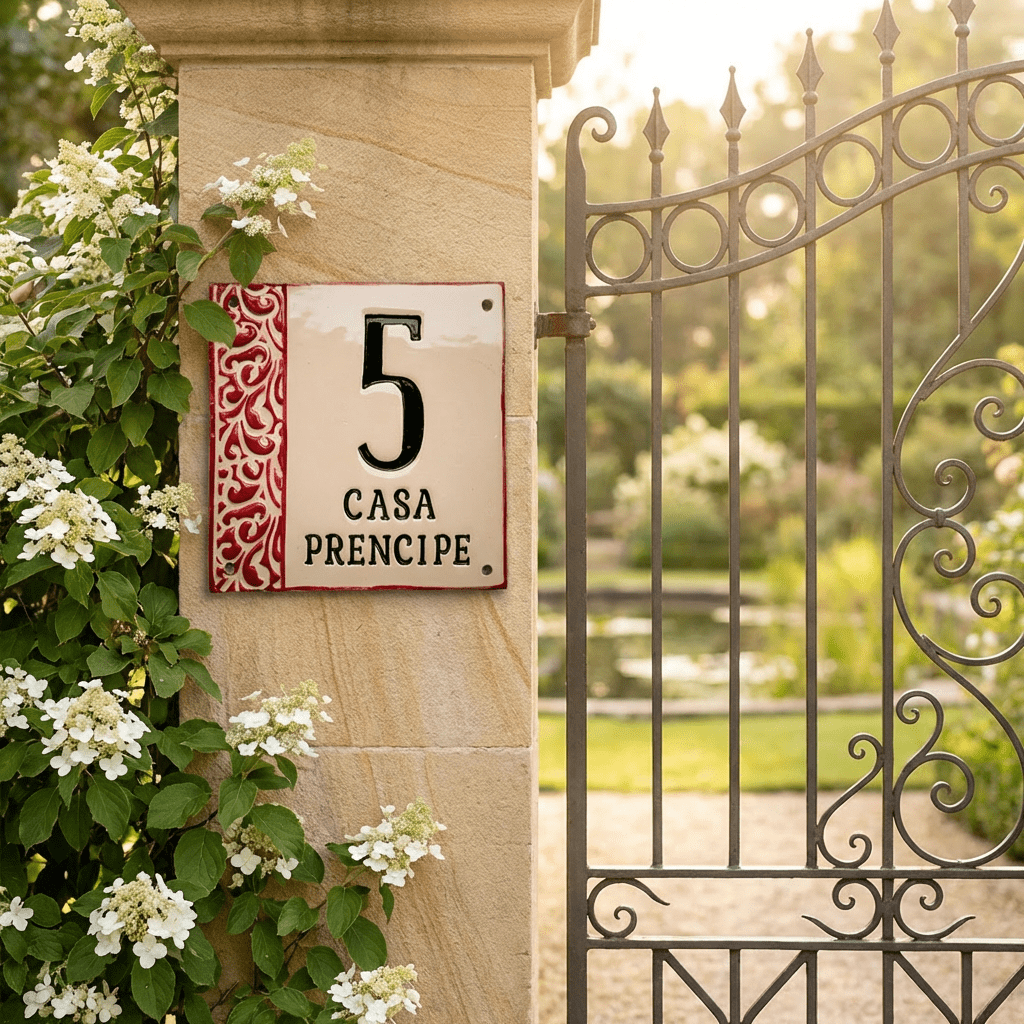 Charmante Keramik-Hausnummer Landhaus mit Straßenname, oder Familienname - Individuell und frostfest