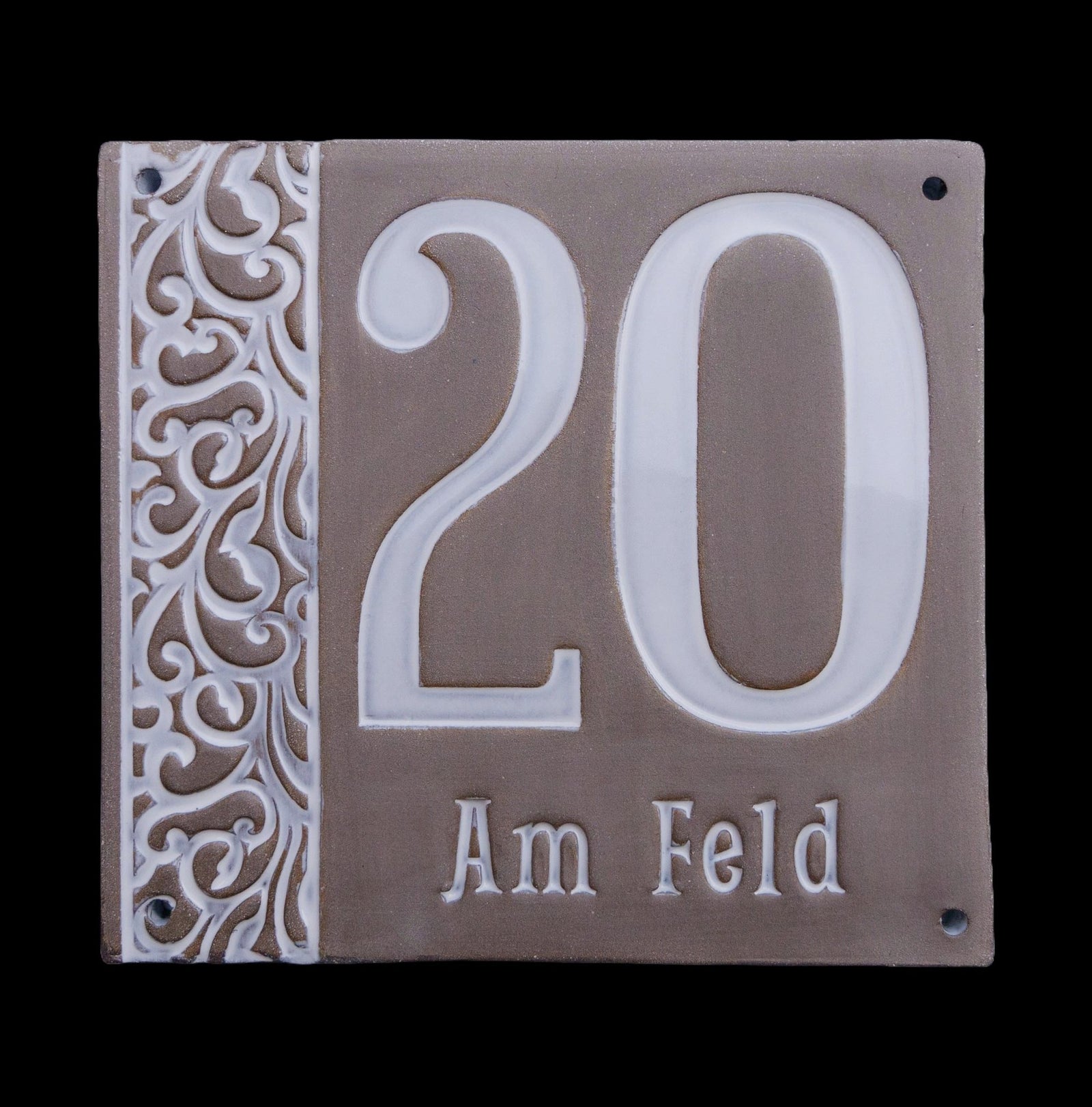 Handgefertigte Keramik-Hausnummer mit Straßenname – Individuelles Design , Maße*siehe Beschreibung