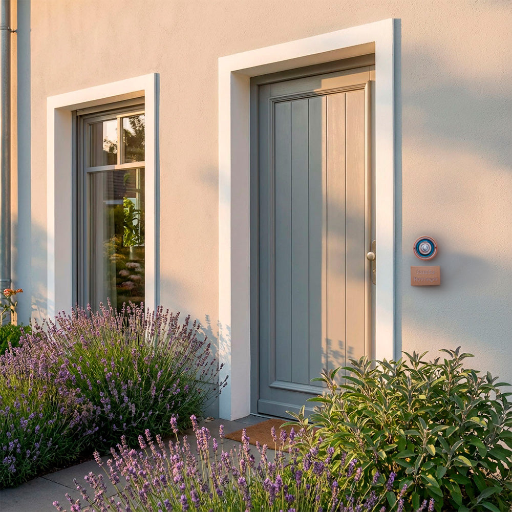 Handgemachte Klingelplatte aus Keramik und Glas ,mit Namensschild personalisiert