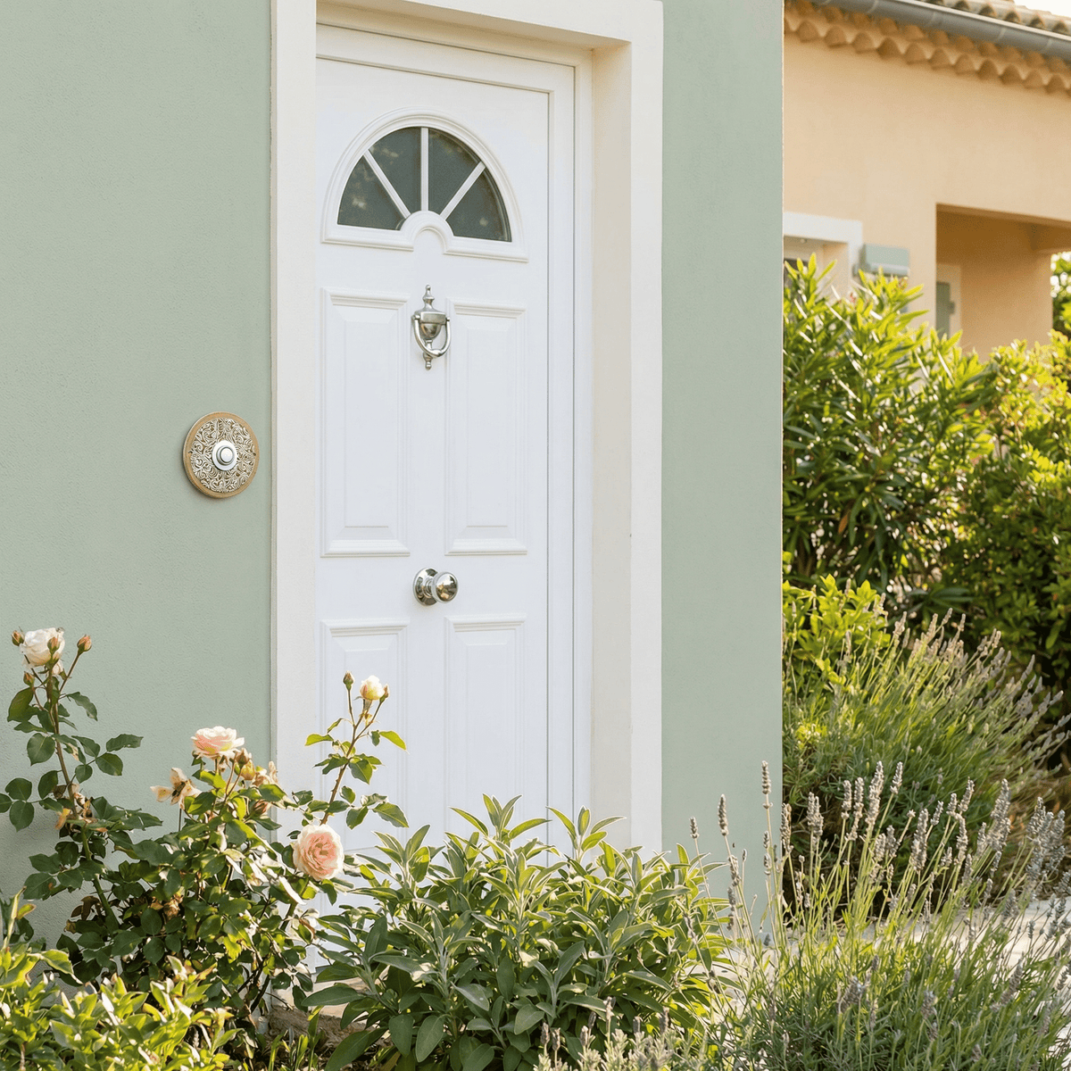 Handgefertigte Funkklingelplatte aus Keramik – ca. 16 cm Durchmesser, ohne Receiver